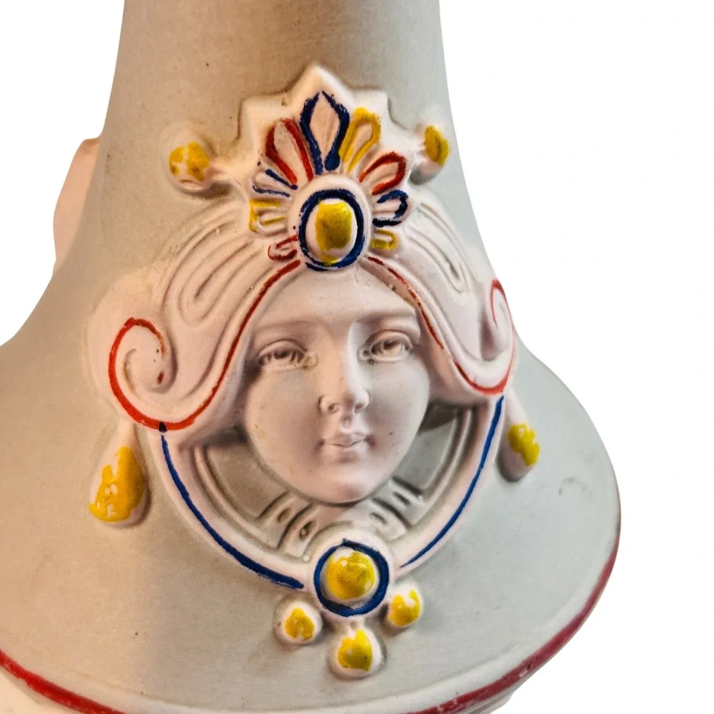 Antique Art Nouveau Ceramic Hat Pin holder Shaker Relief Hand Painted Grey 1911